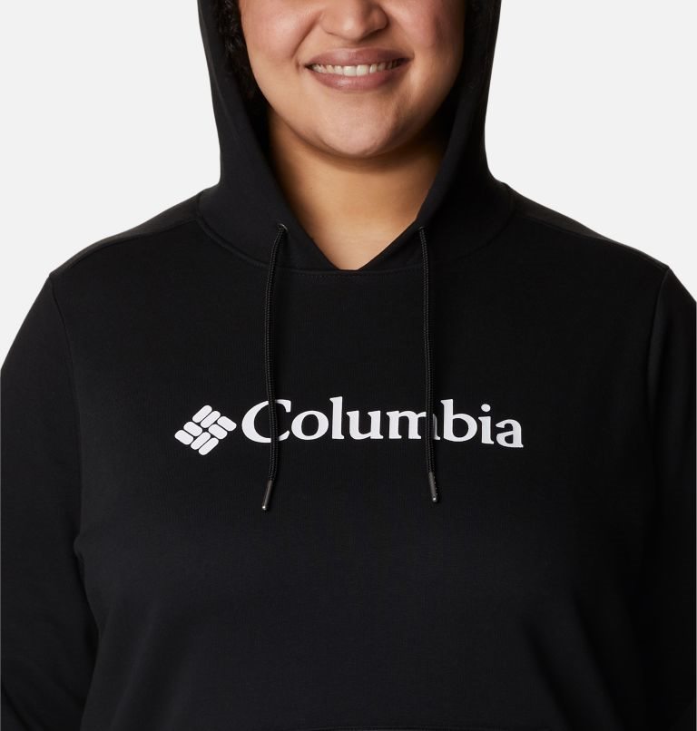 Women's Columbia Logo Hoodie Black | Plus Size CA-Z5C83